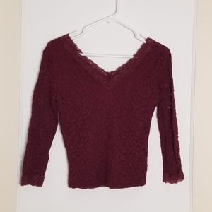 U2B Maroon V Line Long Sleeve Top